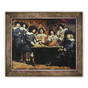 Tablou inramat - Mathieu Le Nain - Academia, sau intalnirea Amatorilor, 50 x 60 cm