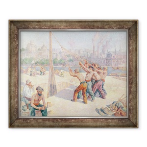 Tablou inramat - Maximilien Luce - Lucratorii de pe Quai de la Sena la Billancourt, 50 x 60 cm