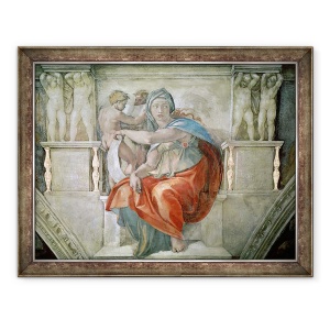 Tablou inramat - Michelangelo Buonarroti - Plafonul Capelei Sixtine, Delphic Sibyl, 60 x 80 cm