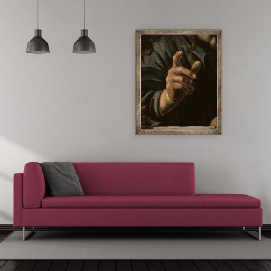 Tablou inramat - Michelangelo Merisi da Caravaggio - Detaliu al mainii lui Hristos de la Cina de la Emmaus, 50 x 60 cm - Img 2