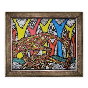 Tablou inramat - Muktair Oladoja - Mama Girafa, 50 x 60 cm