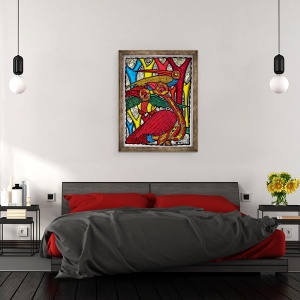 Tablou inramat - Muktair Oladoja - Viata pasarilor I, 70 x 90 cm - Img 3