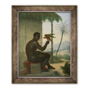 Tablou inramat - Nicolas Antoine Taunay - Negro brazilian cu Pasare Tropical, 50 x 60 cm