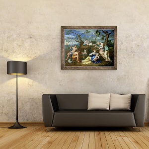 Tablou inramat - Nicolas Poussin - Hranirea copilului Jupiter, 70 x 90 cm - Img 2
