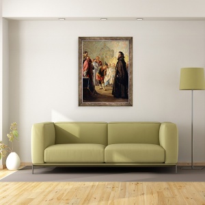 Tablou inramat - Nikolai Vasilievich Nevrev - Boierul dizgratiat si un bufon, 70 x 90 cm - Img 2