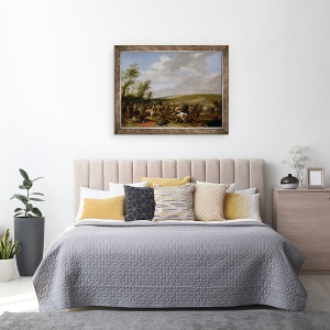 Tablou inramat - Palamedes Palamedesz - Scene de lupta la Lutzen intre regele Gustavus Adolfus al Suediei impotriva trupelor de Wallenstein, 60 x 80 cm - Img 3