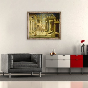 Tablou inramat - Paris Bordone - imparatul Augustus si Sibil, 50 x 60 cm - Img 2