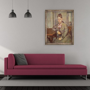 Tablou inramat - Paul Cezanne - Madame Cezanne sprijinindu-se pe o masa, 50 x 60 cm - Img 2