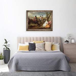 Tablou inramat - Paul Ponce Antoine Robert - Revizuirea muschetarilor negri pe Plaine des Sablons, 60 x 80 cm - Img 3