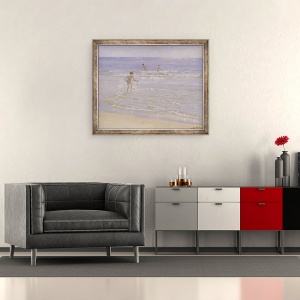Tablou inramat - Peder Severin Kroyer - Raza de soare la Skagen - Baieti inot, 70 x 85 cm - Img 2