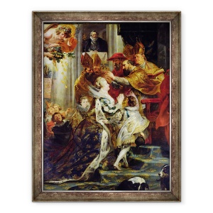Tablou inramat - Peter Paul Rubens - Ciclul Medici, incoronarea Mariei de Medici 1573-1642 la St. Denis, 13 mai 1610, detaliu al incoronarii, 70 x 90 cm