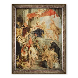 Tablou inramat - Peter Paul Rubens - Madonna intronata cu Pruncul, incercuita de sfinti, 70 x 90 cm