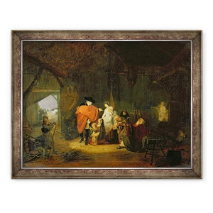 Tablou inramat - Philibert-Louis Debucourt - Bunatatea lui Ludovic al XVI-lea 1754-93 in timpul iernii din 1784, 60 x 80 cm