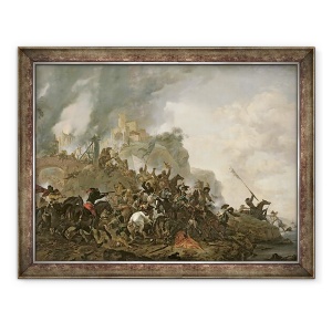 Tablou inramat - Philips Wouwermans - Cavalerie Efectuarea o Sortie de la un fort pe un deal, 70 x 90 cm