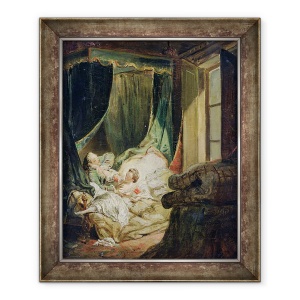 Tablou inramat - Pierre Antoine Baudouin - Studiu pentru Mireasa indiscreta, 50 x 60 cm