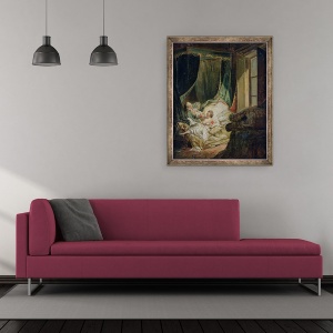Tablou inramat - Pierre Antoine Baudouin - Studiu pentru Mireasa indiscreta, 50 x 60 cm - Img 2