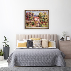 Tablou inramat - Pierre Auguste Renoir - Femeie cules flori in gradina de Les Colettes la Cagnes, 60 x 80 cm - Img 3
