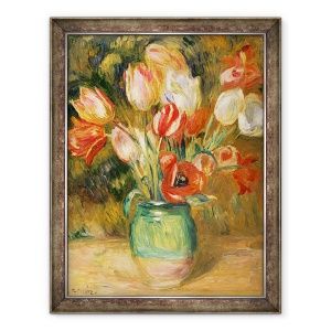 Tablou inramat - Pierre Auguste Renoir - Lalele intr-o vaza, 70 x 90 cm