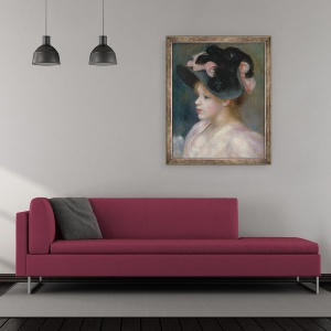 Tablou inramat - Pierre Auguste Renoir - Tanara fata intr-o palarie roz si negru, 50 x 60 cm - Img 2