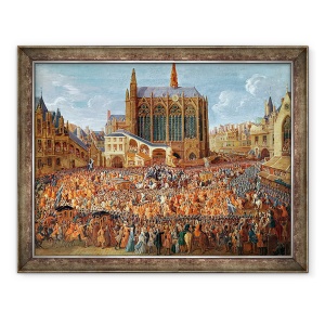 Tablou inramat - Pierre-Denis Martin - Plecarea lui Ludovic al XV-lea 1710-74 din Sainte-Chapelle I, 60 x 80 cm