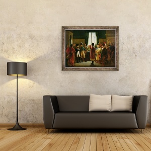 Tablou inramat - Pierre-Nolasque Bergeret - Alexandru I 1777-1825 Prezentarea Kalmukilor, cazacilor si baskirilor lui Napoleon I 1769-1821 la Tilsit in iulie 1807, 70 x 90 cm - Img 2