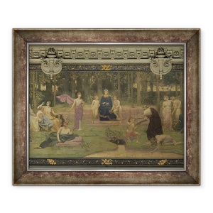 Tablou inramat - Pierre Puvis de Chavannes - Lemn sacru, pictura murala in Marele Amfiteatru reprezentand figuri alegorice ale Sorbonei, 70 x 85 cm