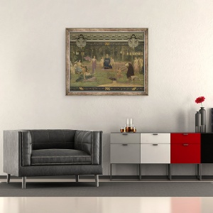 Tablou inramat - Pierre Puvis de Chavannes - Lemn sacru, pictura murala in Marele Amfiteatru reprezentand figuri alegorice ale Sorbonei, 70 x 85 cm - Img 2