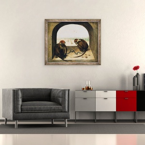 Tablou inramat - Pieter Bruegel the Elder - Doua maimute inlantuite, 50 x 60 cm - Img 2
