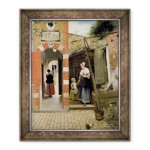Tablou inramat - Pieter de Hooch - Curtea unei case in Delft, 50 x 60 cm