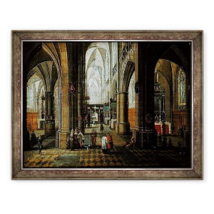 Tablou inramat - Pieter Neefs the Elder - Interiorul unei biserici, 70 x 90 cm