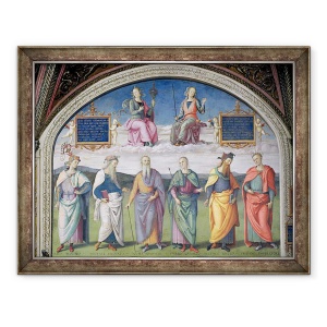 Tablou inramat - Pietro Perugino - Lunette de Prudence si Justitie, de la Sala dellUdienza, 70 x 90 cm