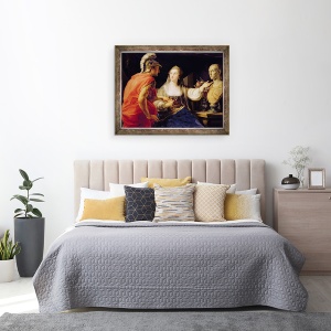 Tablou inramat - Pompeo Girolamo Batoni - Cleopatra ii arata lui Octavius bustul lui Iulius Cezar, 60 x 80 cm - Img 3