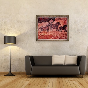 Tablou inramat - Prehistoric - Pictura in piatra a tarpanelor ponei, 70 x 90 cm - Img 2