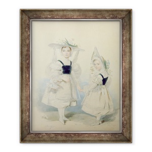 Tablou inramat - Pyotr Fyodorovich Sokolov - Portretul Marii Printese Olga si Alexandra in rochie de lux, 50 x 60 cm