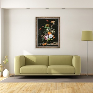 Tablou inramat - Rachel Ruysch - Natura moarta de flori de vara, 70 x 90 cm - Img 2