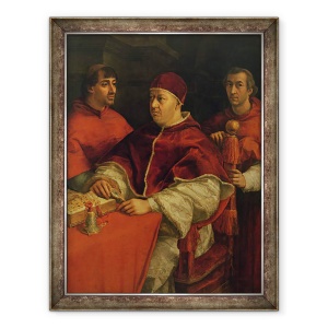Tablou inramat - Raphael - Leo X cu Cardinalii Giulio de Medici si Luigi de Rossi, 60 x 80 cm