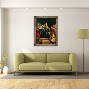 Tablou inramat - Raphael - Madonna de peste Madonna cu Arhanghelul Gabriel si Sfantul Jerome c.1513, 70 x 90 cm - Img 2