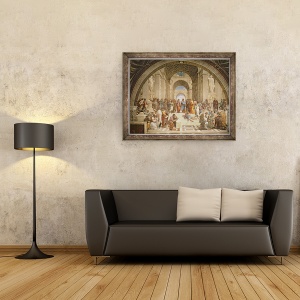 Tablou inramat - Raphael - scoala din Atena, de la Stanza della Segnatura, 70 x 90 cm - Img 2