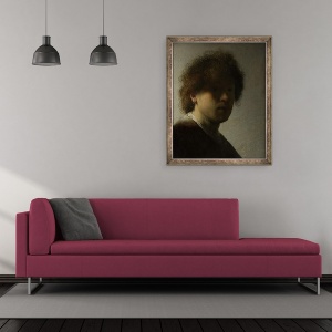 Tablou inramat - Rembrandt Harmensz van Rijn - Autoportret ca un tanar, 50 x 60 cm - Img 2