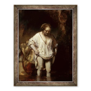 Tablou inramat - Rembrandt Harmensz van Rijn - Femeie de baie intr-un parau, 60 x 80 cm