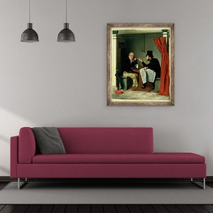 Tablou inramat - Richard Caton Woodville - Politica intr-o casa de stridii, 70 x 85 cm - Img 2