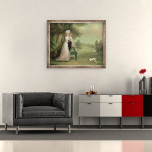 Tablou inramat - Richard Cosway - Femeie si Copil in parc, 50 x 60 cm - Img 2