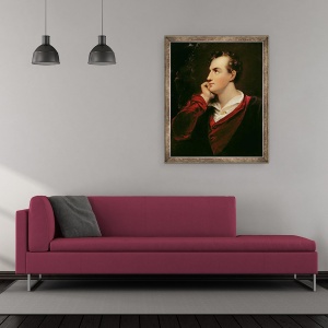 Tablou inramat - Richard Westall - Portretul lui George Gordon Byron 1788-1824 Al 6-lea Baron Byron, 50 x 60 cm - Img 2