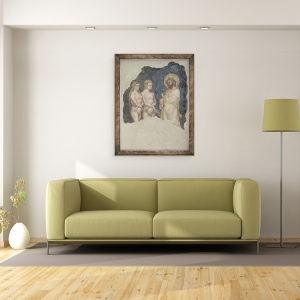 Tablou inramat - Ridolfo di Arpo Guariento - Adam si Eva binecuvantati de Dumnezeu, 70 x 90 cm - Img 2