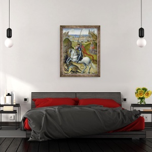 Tablou inramat - Rogier van der Weyden - Sfantul Gheorghe si Dragonul, 70 x 90 cm - Img 3