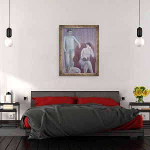 Tablou inramat - Ruth Addinall - Cuplu cu Cat, 60 x 80 cm - Img 3