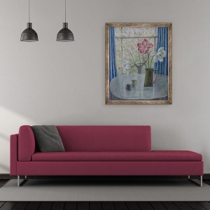 Tablou inramat - Ruth Addinall - Lalele cu Flori de Cires, 50 x 60 cm - Img 2