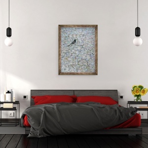 Tablou inramat - Ruth Addinall - Mierla in copac I, 60 x 80 cm - Img 3