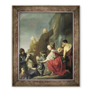 Tablou inramat - Salomon de Coninch - Moise izbitoare de apa din stanca, 50 x 60 cm