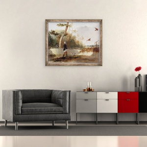 Tablou inramat - Samuel John Egbert Jones - impuscare fazan, 50 x 60 cm - Img 2